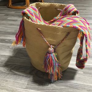 Handmade Crochet Chevron strap bag; OS